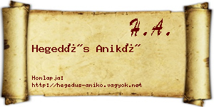 Hegedűs Anikó névjegykártya