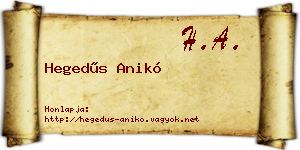 Hegedűs Anikó névjegykártya